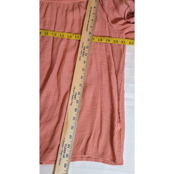 Lauren Conrad Women SZ XL Square Neck Embroidered Long Sleeve Blouse Peach - Picture 9 of 9